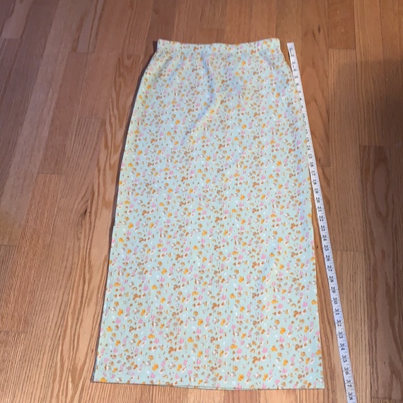 Vero Moda Lime Green Floral Maxi Skirt Medium - Picture 7 of 9